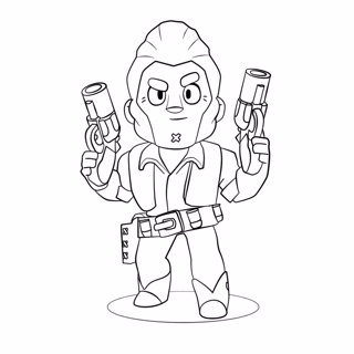 Unleash the Gunslinger: Coloring Adventure with Brawl Stars' Iconic Character
