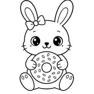 Cute Bunny Delight with a Donut Treat