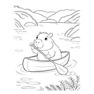 Adventure Awaits: A Capybara's Tranquil Canoe Journey