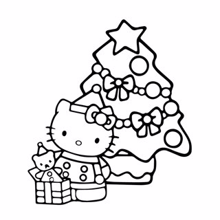 Hello Kitty Christmas coloring page