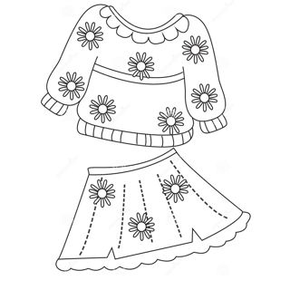 Floral Delight: Stylish Daisy Print Sweater and Skirt Ensemble