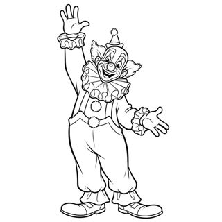 Joyful Clown Waves Hello: A Coloring Page of Fun