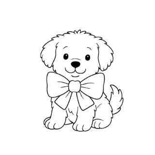 A Delightful Puppy in a Bow: A Cute and Charming Illustration