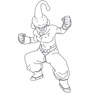 Majin Buu in Battle Stance - Dragon Ball Line Art