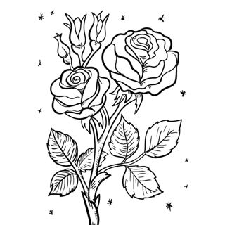 Elegant Roses: A Black and White Botanical Illustration