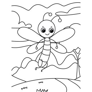 Happy Dragonfly in the Meadow: A Joyful Coloring Adventure
