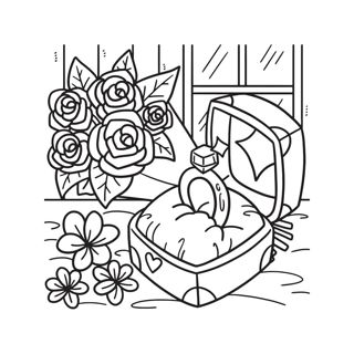 Romantic Engagement: A Box of Jewels and Bouquet of Roses