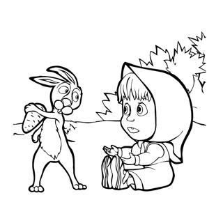 Masha and the Bear coloring page 1