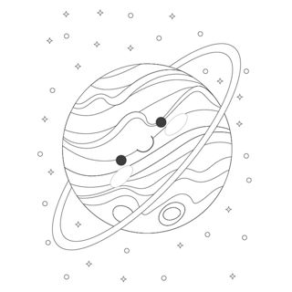 Smiling Saturn: A Whimsical Cosmic Scene