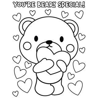 Beary Special Valentine's Day Coloring Page
