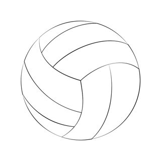 A single volleyball displaying its classic curved panel pattern is centered against a plain background.